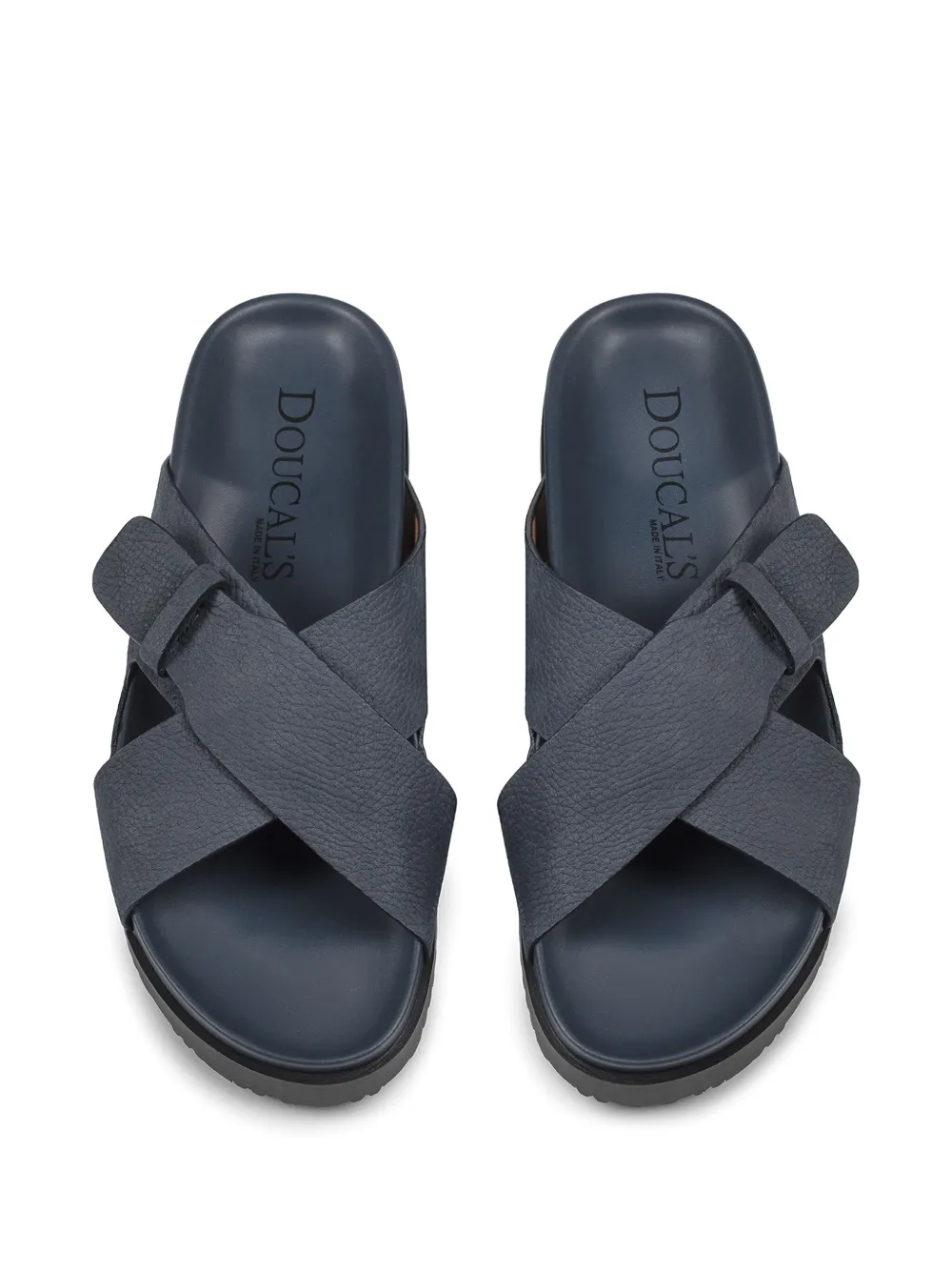 Doucal's cross-strap leather sandals Blue