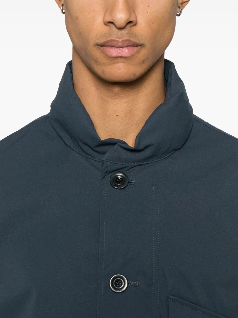 Shop C.p. Company Button Hooded Jacket In Blue