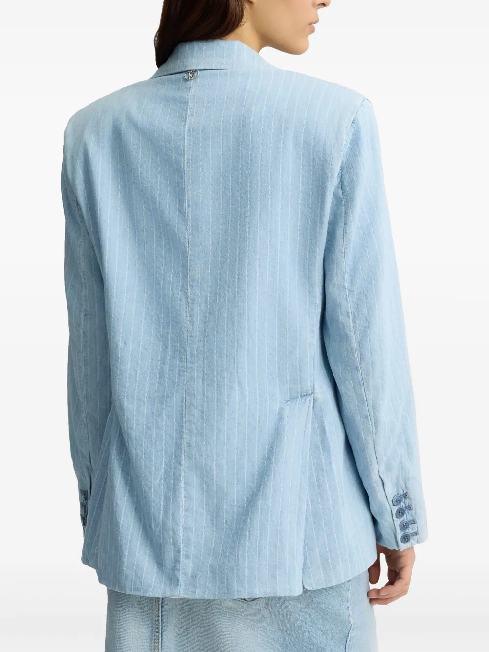 LIU •JO PINSTRIPE PATTERN DENIM BLAZER