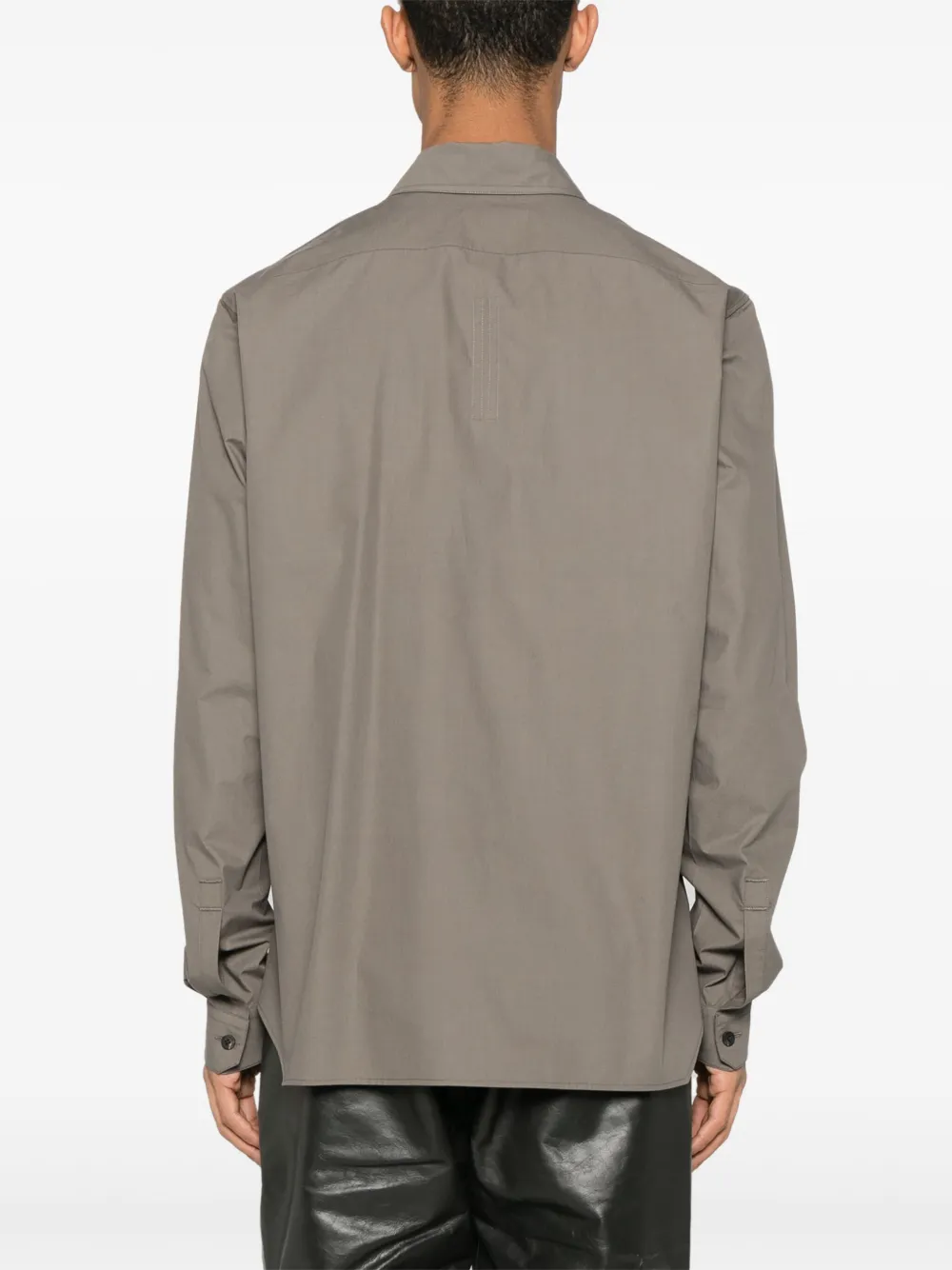 Rick Owens Structured Cotton Work Shirt With Button-down Front In Grey