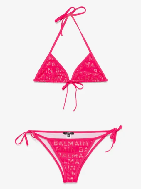 Balmain logo-print bikini