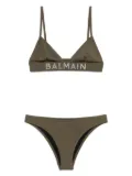 Balmain logo-appliqué bikini - Green