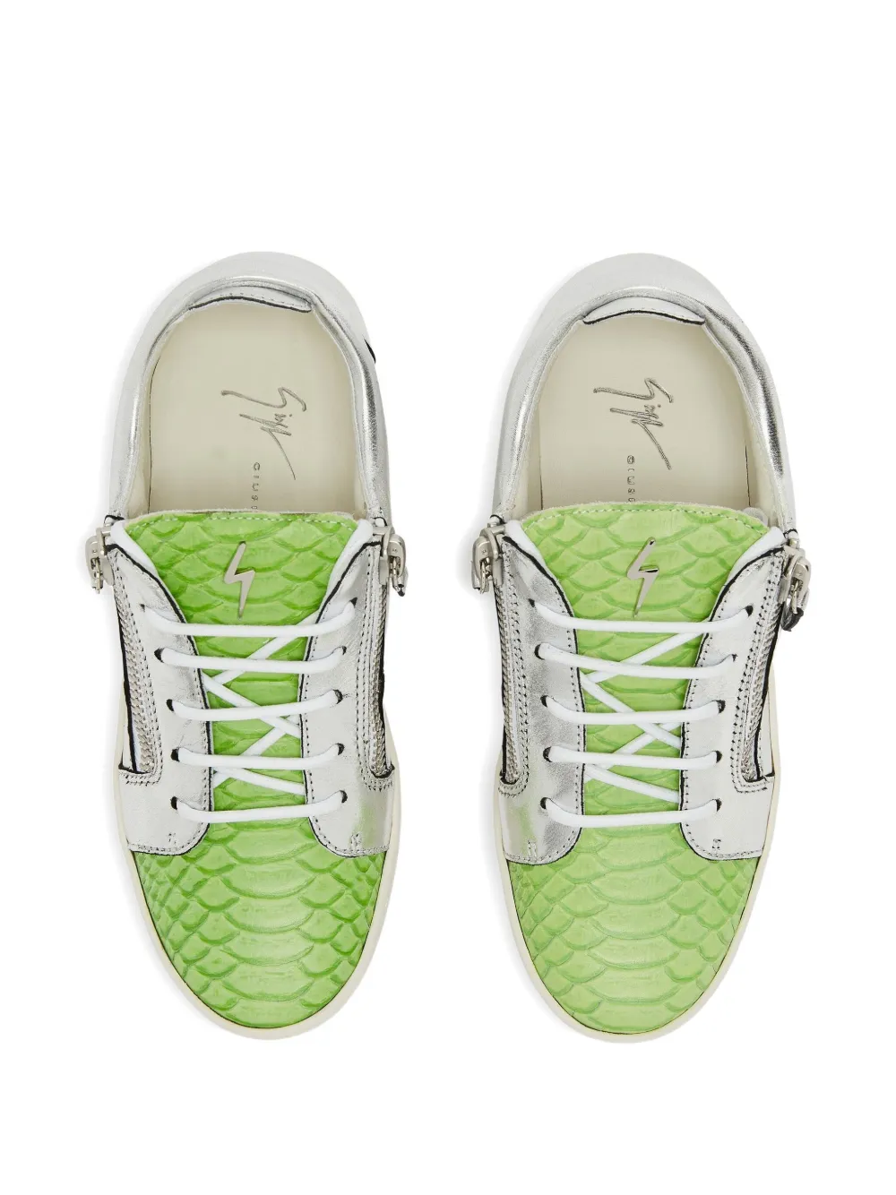 Giuseppe Zanotti Nicki metallic leather zip-detail sneakers Grey
