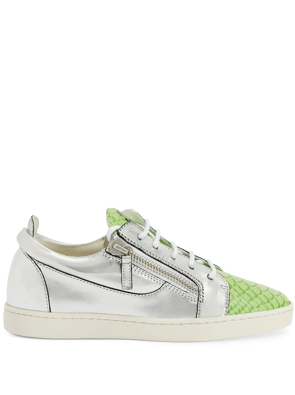 Giuseppe Zanotti Nicki metallic leather zip-detail sneakers Grijs