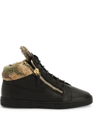 Giuseppe Zanotti Kriss fur-trimmed zip-up Sneakers | Black | FARFETCH