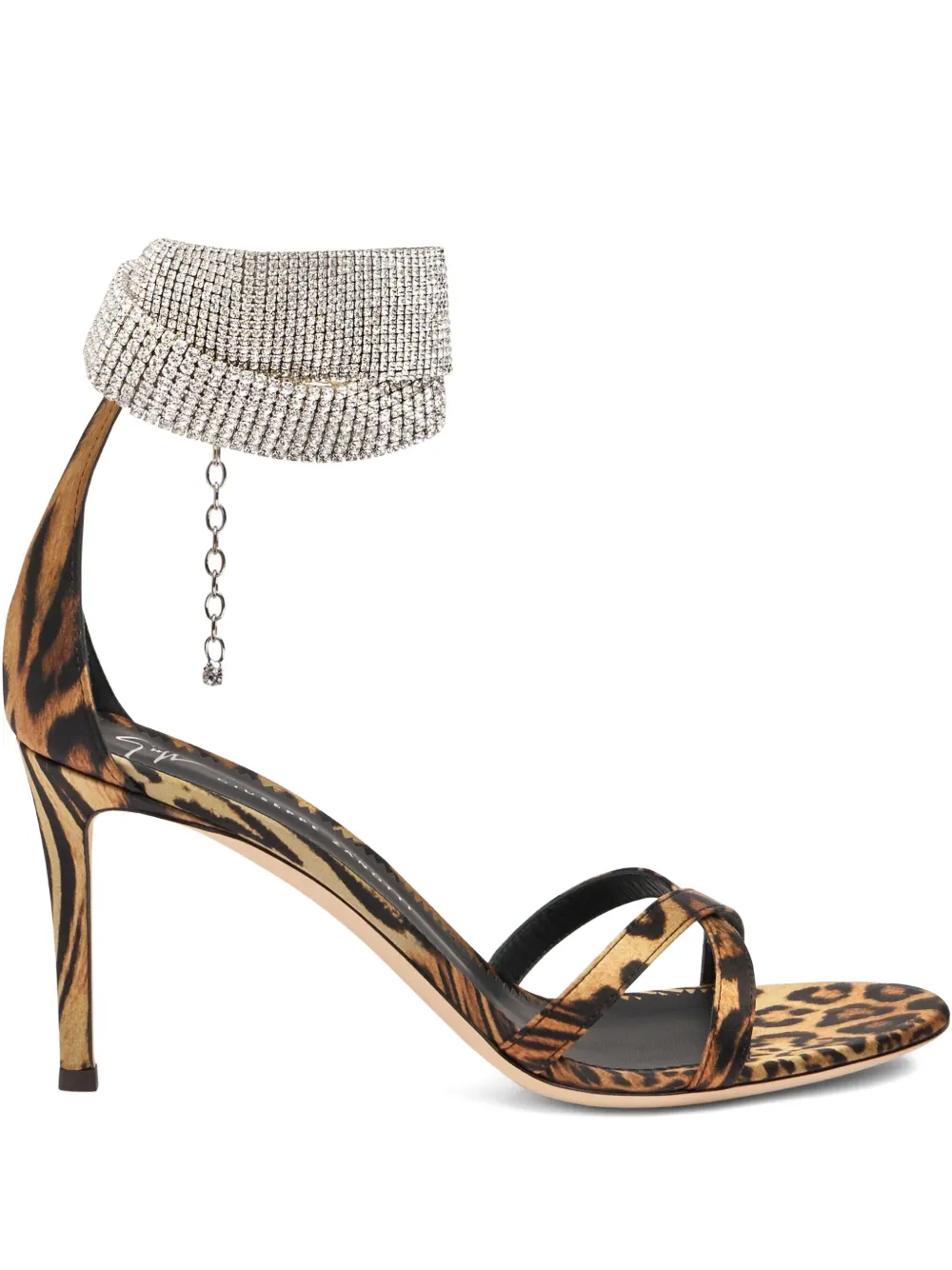 Giuseppe Zanotti 85mm Janell crystal-embellished leopard-print sandals Brown
