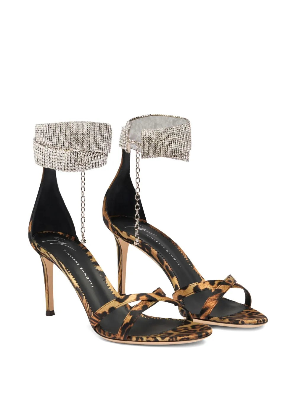 Giuseppe Zanotti 85mm Janell crystal-embellished leopard-print sandals Brown
