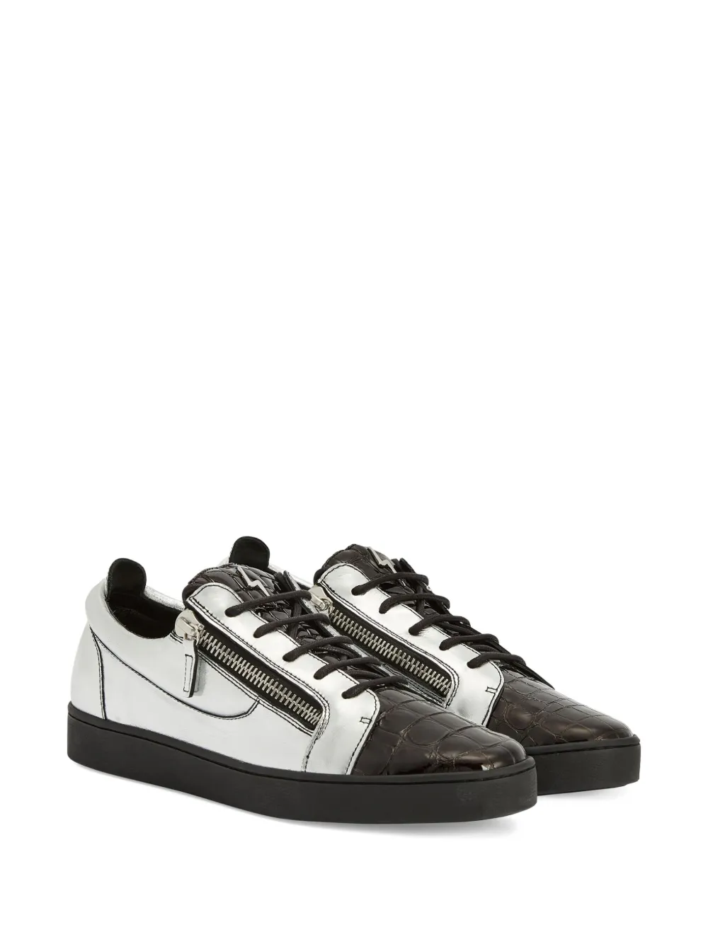 Giuseppe Zanotti Frankie metallic crocodile-effect sneakers Grey