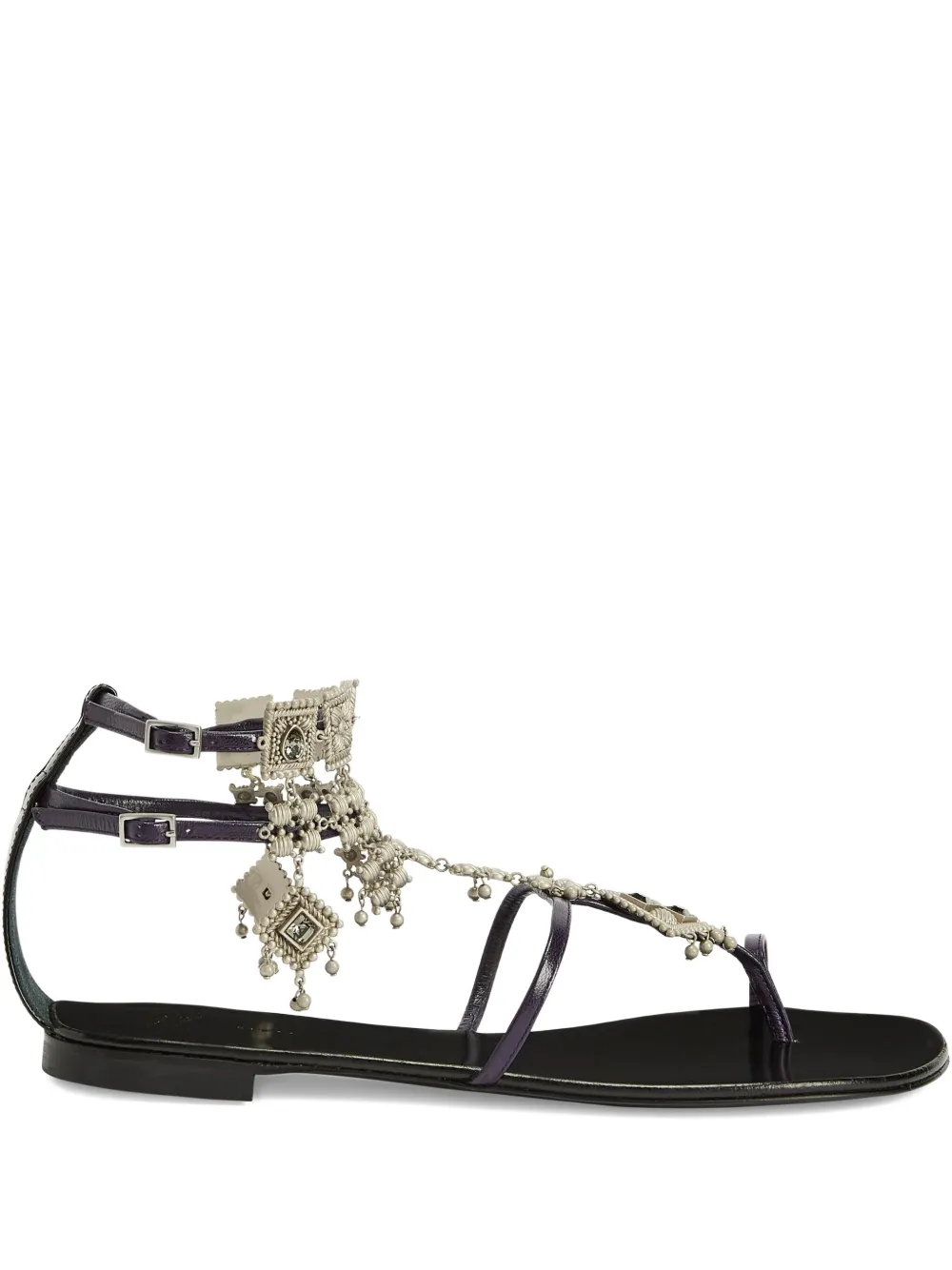 Giuseppe Zanotti Amira embellished leather flat sandals Black