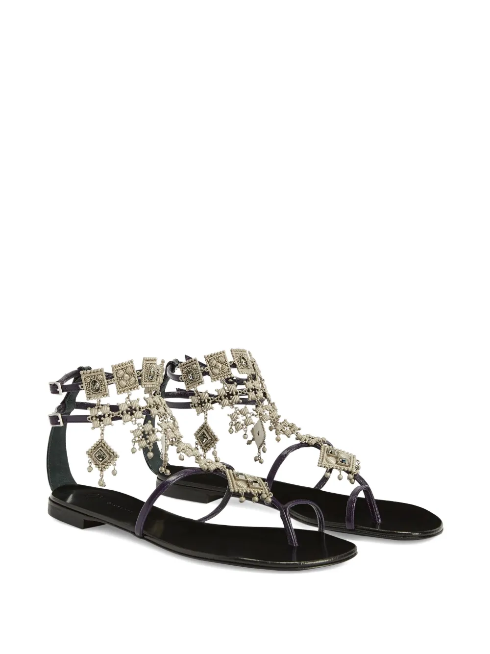 Giuseppe Zanotti Amira embellished leather flat sandals Black