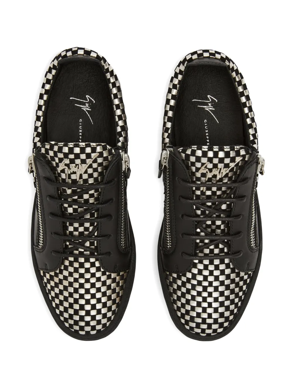 Giuseppe Zanotti Frankie checked leather sneakers Zwart