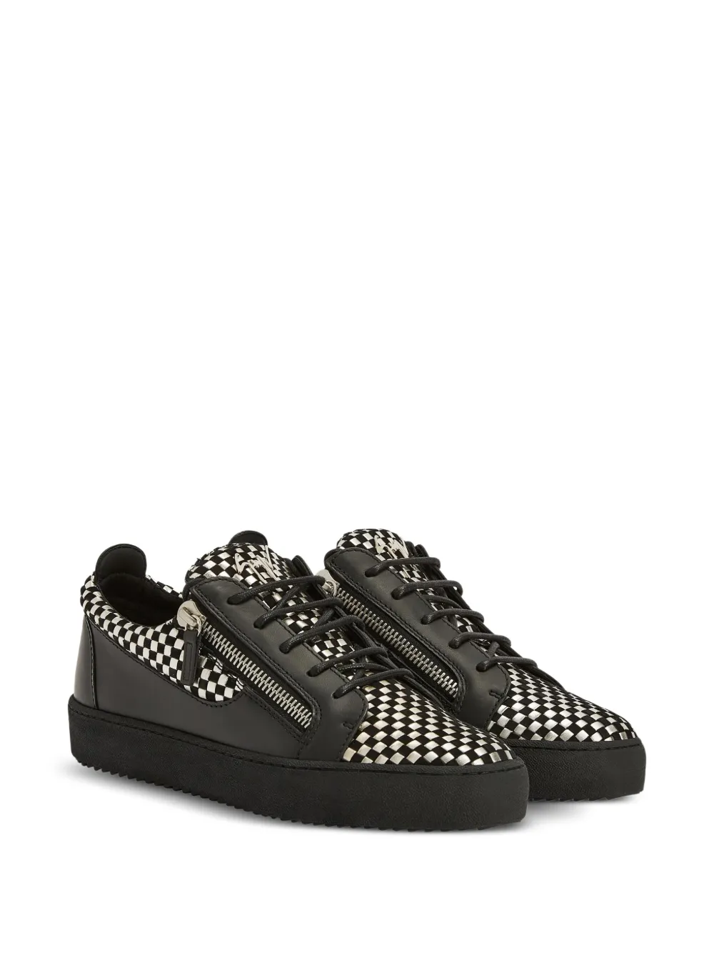 Giuseppe Zanotti Frankie checked leather sneakers Zwart