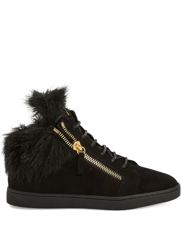 Giuseppe Zanotti Kriss fur-trimmed zip-up Sneakers Black FARFETCH IN