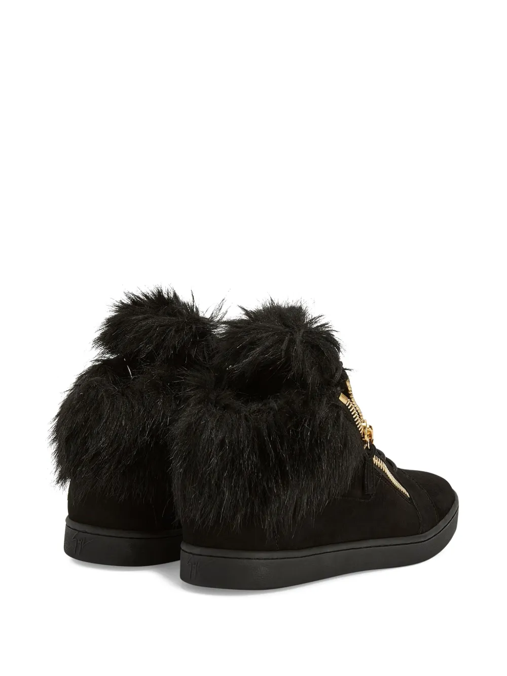 Giuseppe Zanotti Kriss fur-trimmed zip-up sneakers Black