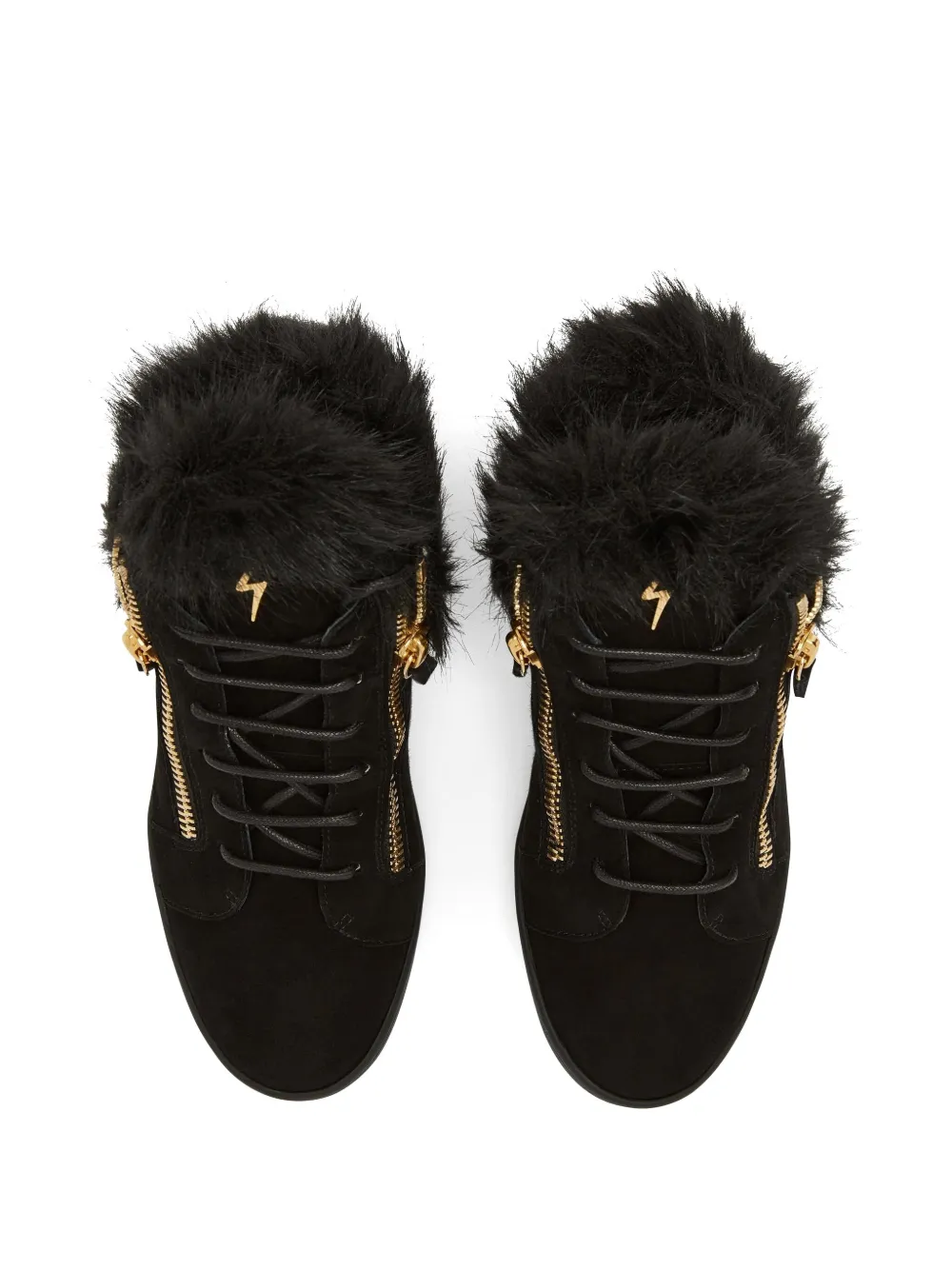 Giuseppe Zanotti Kriss fur-trimmed zip-up sneakers Black