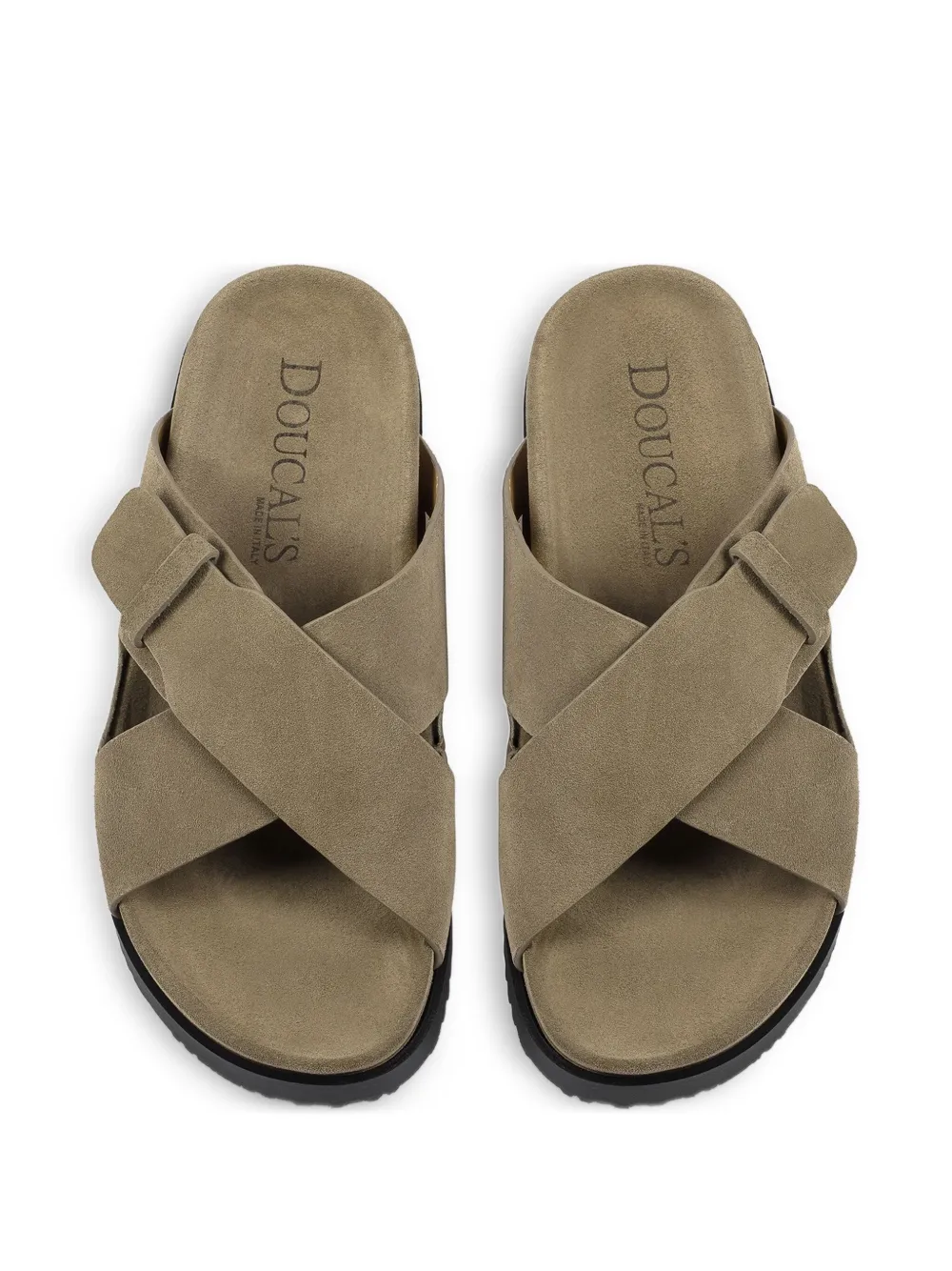 Doucal's crossover-strap slide sandals Neutrals