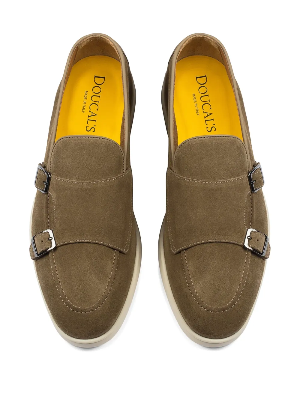 Doucal's suede double-buckle monk shoes Brown