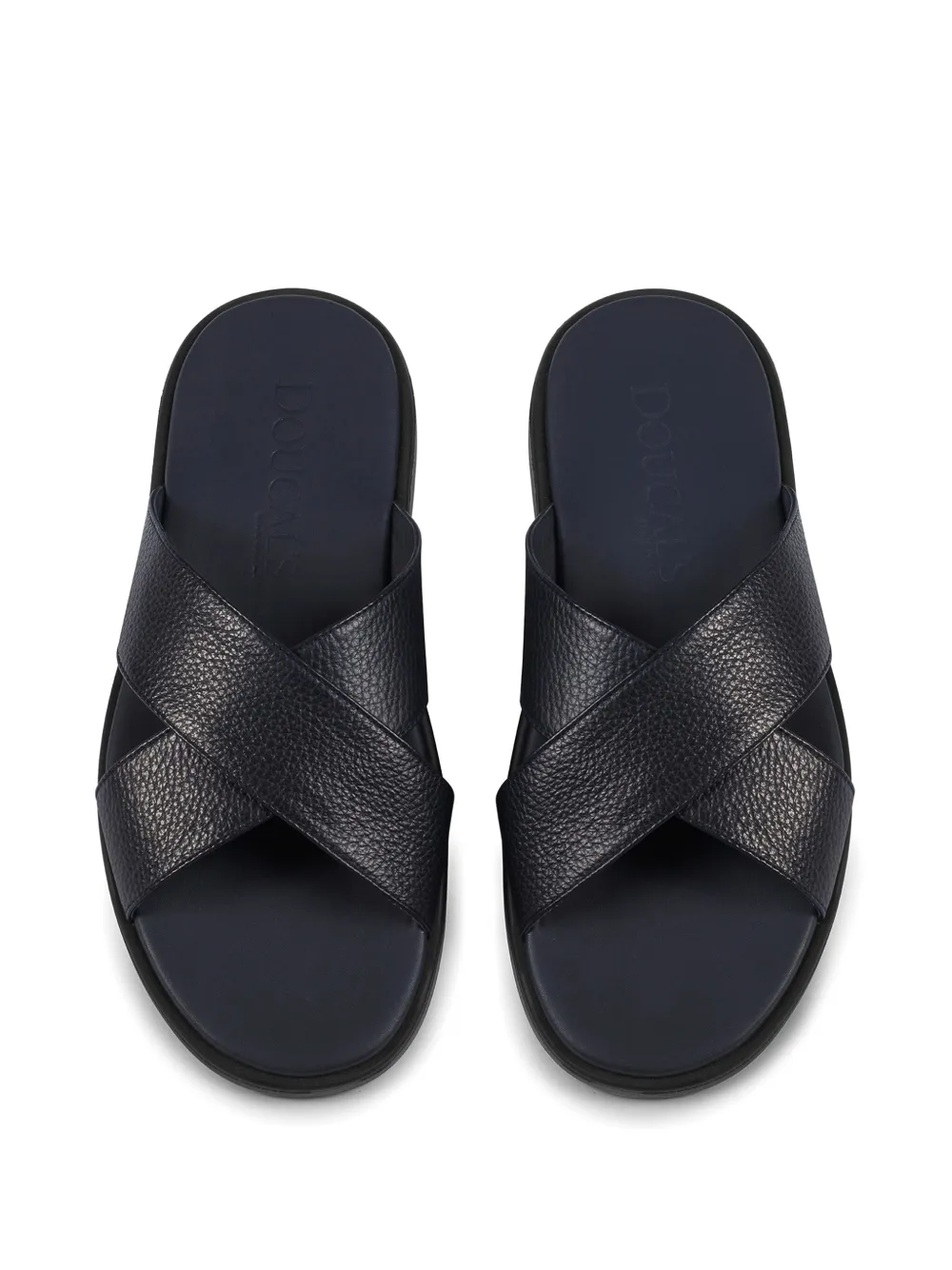 Doucal's crossover leather slides Blue
