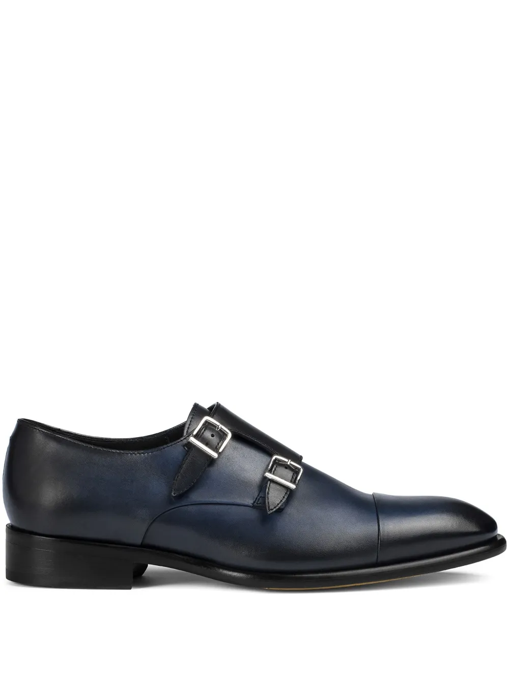 Doucal's leather double-buckle monk shoes Blue