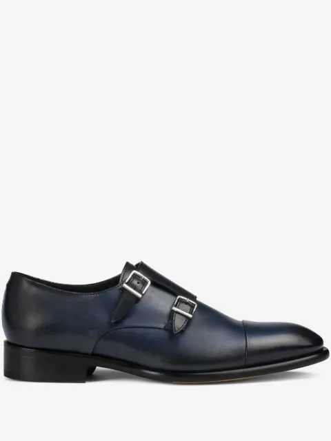Doucal's leather double-buckle monk shoes