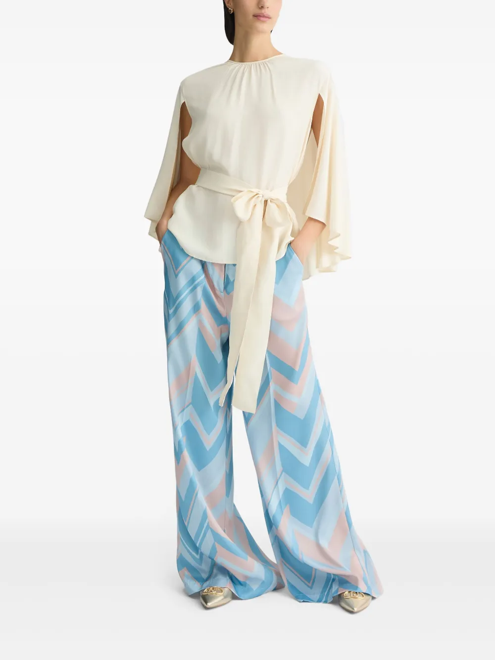 LIU JO chevron print palazzo trousers - Blauw