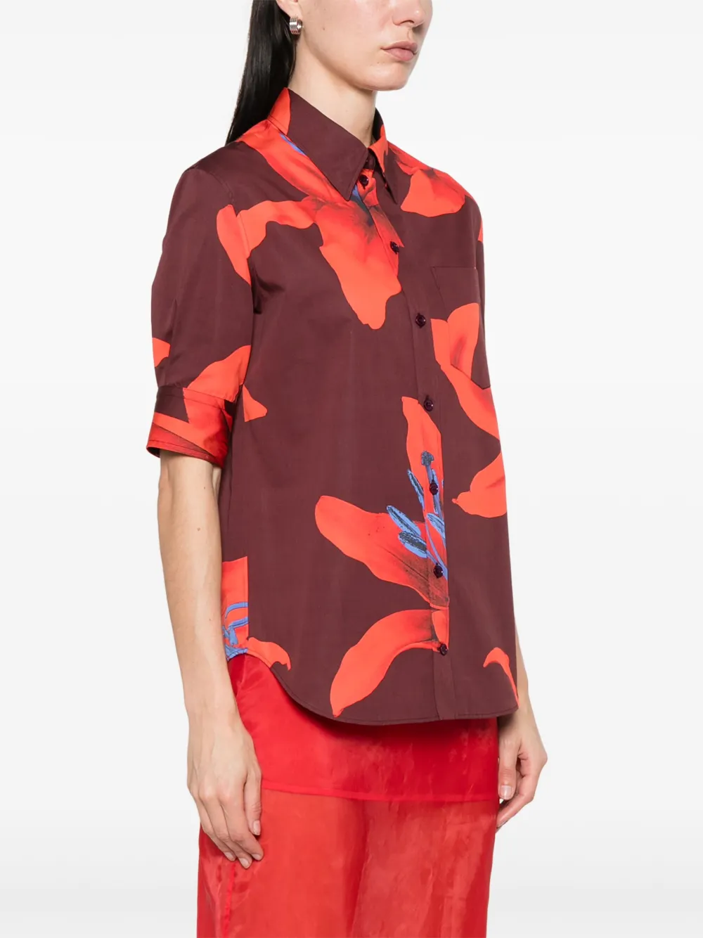 Alexander McQueen Blouse met bloemenprint Rood
