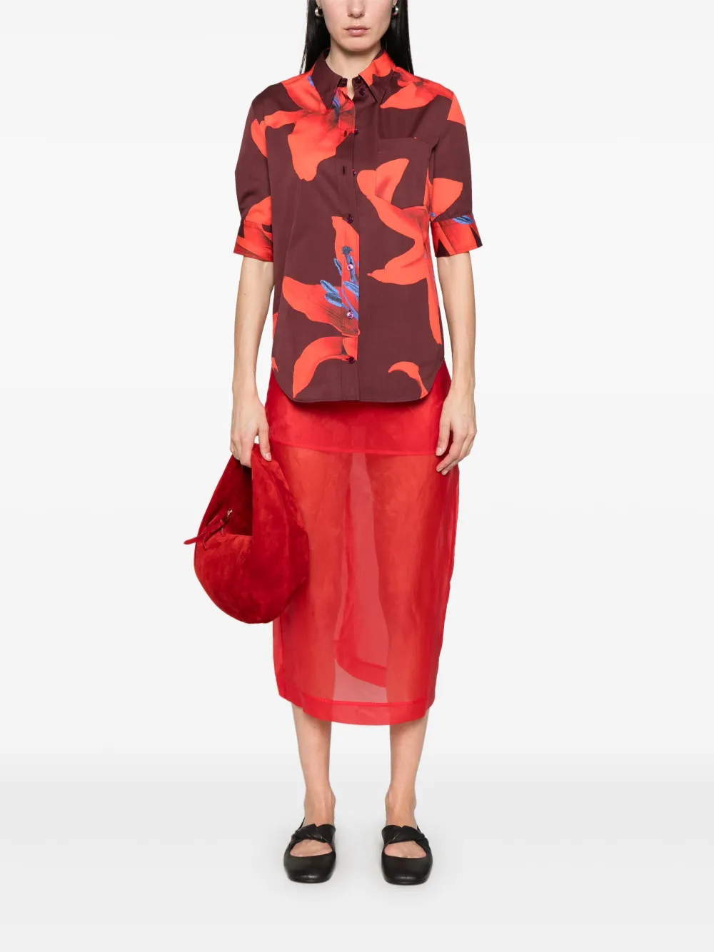 Alexander McQueen Blouse met bloemenprint - Rood