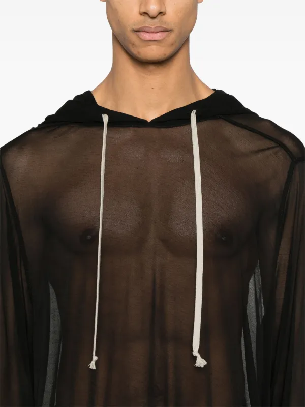 Rick Owens semi-sheer Hoodie | Black | FARFETCH