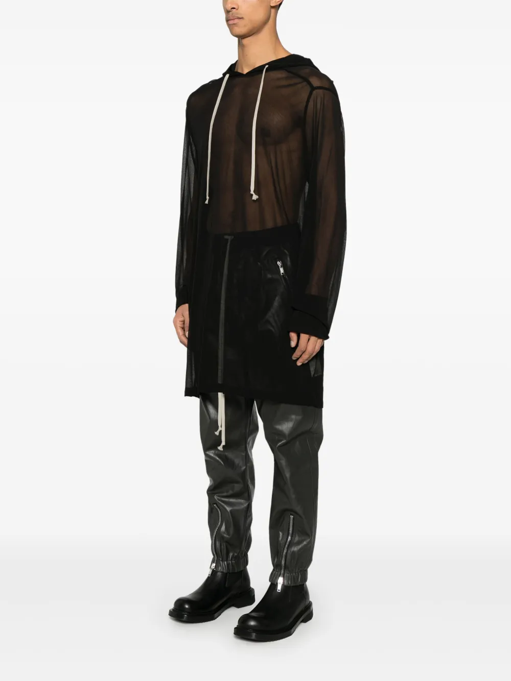Rick Owens Semi-doorzichtige hoodie Zwart