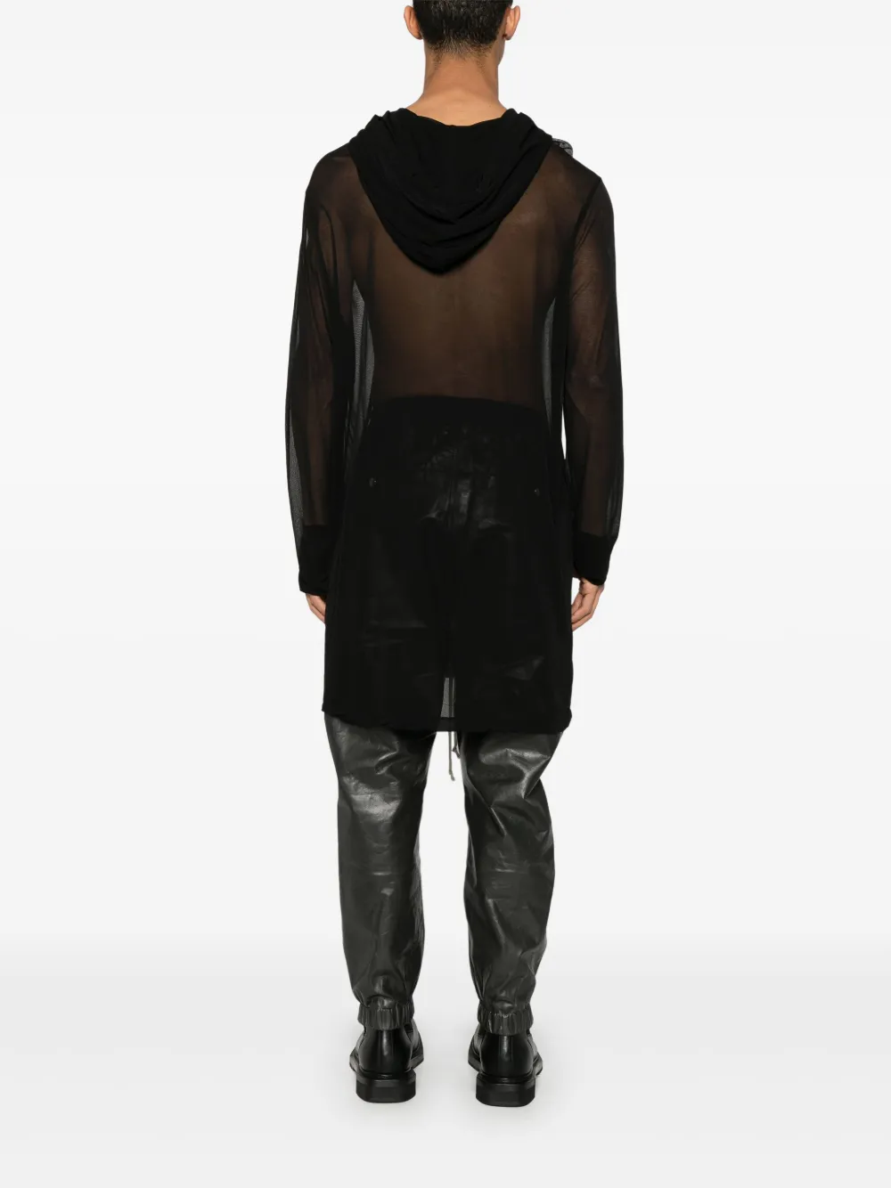 Rick Owens Semi-doorzichtige hoodie Zwart