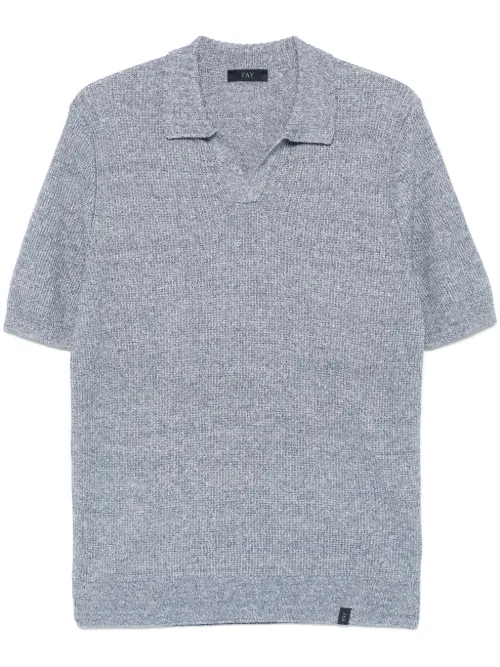 Fay polo en maille chinée - Bleu - Fay - Modalova