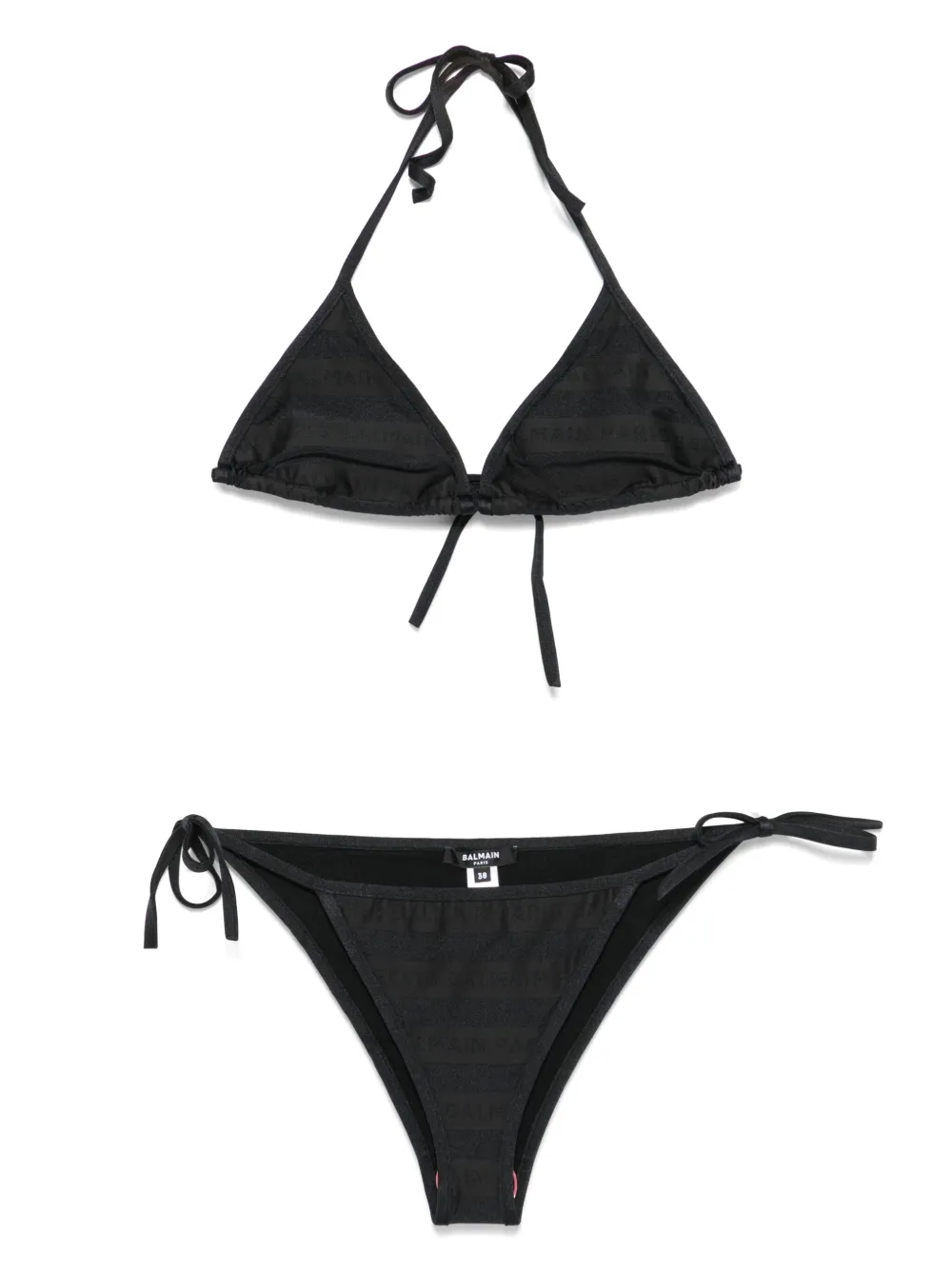 Balmain Bikini met logoprint - Zwart