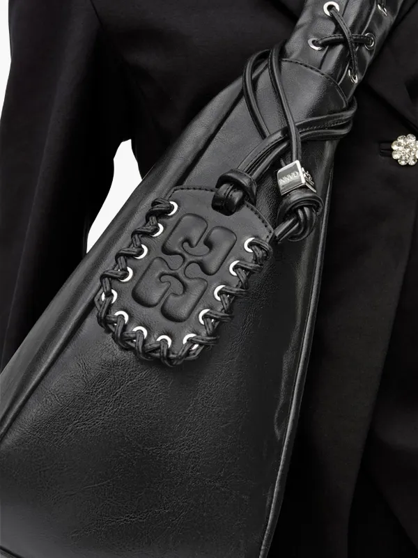 GANNI XXL Leather Shoulder Bag | Black | FARFETCH