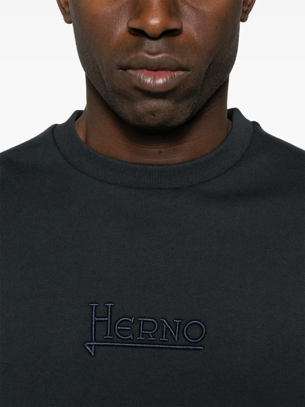 Herno Sweater met geborduurd logo Blauw