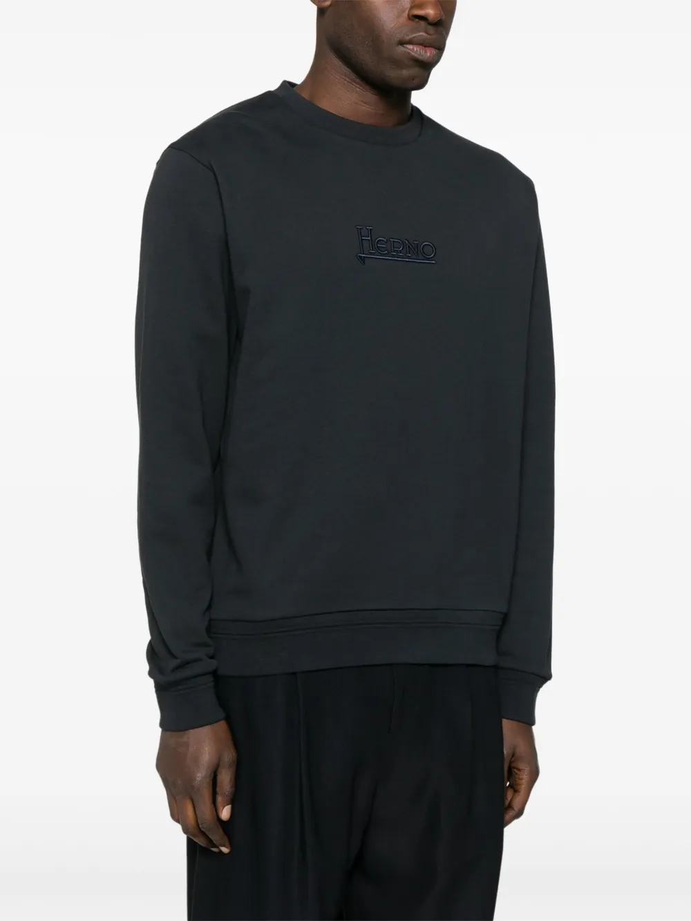 Herno Sweater met geborduurd logo Blauw