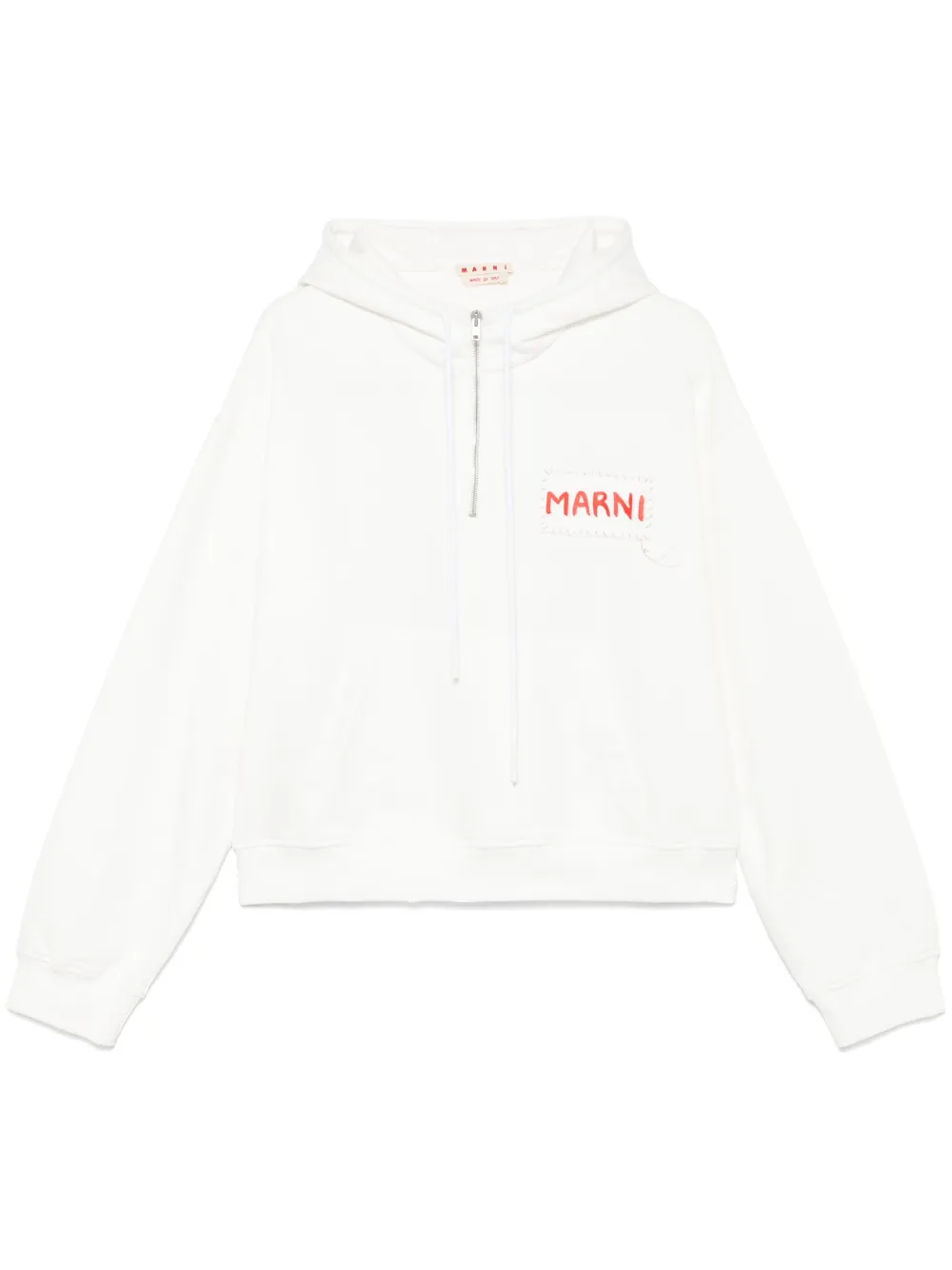 Marni logo-patch hoodie | White | Image 1