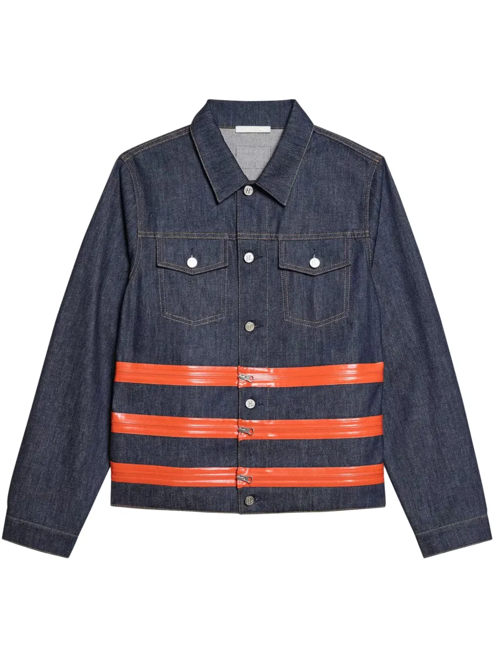 Helmut Lang Denim truckerjack met rits Blauw