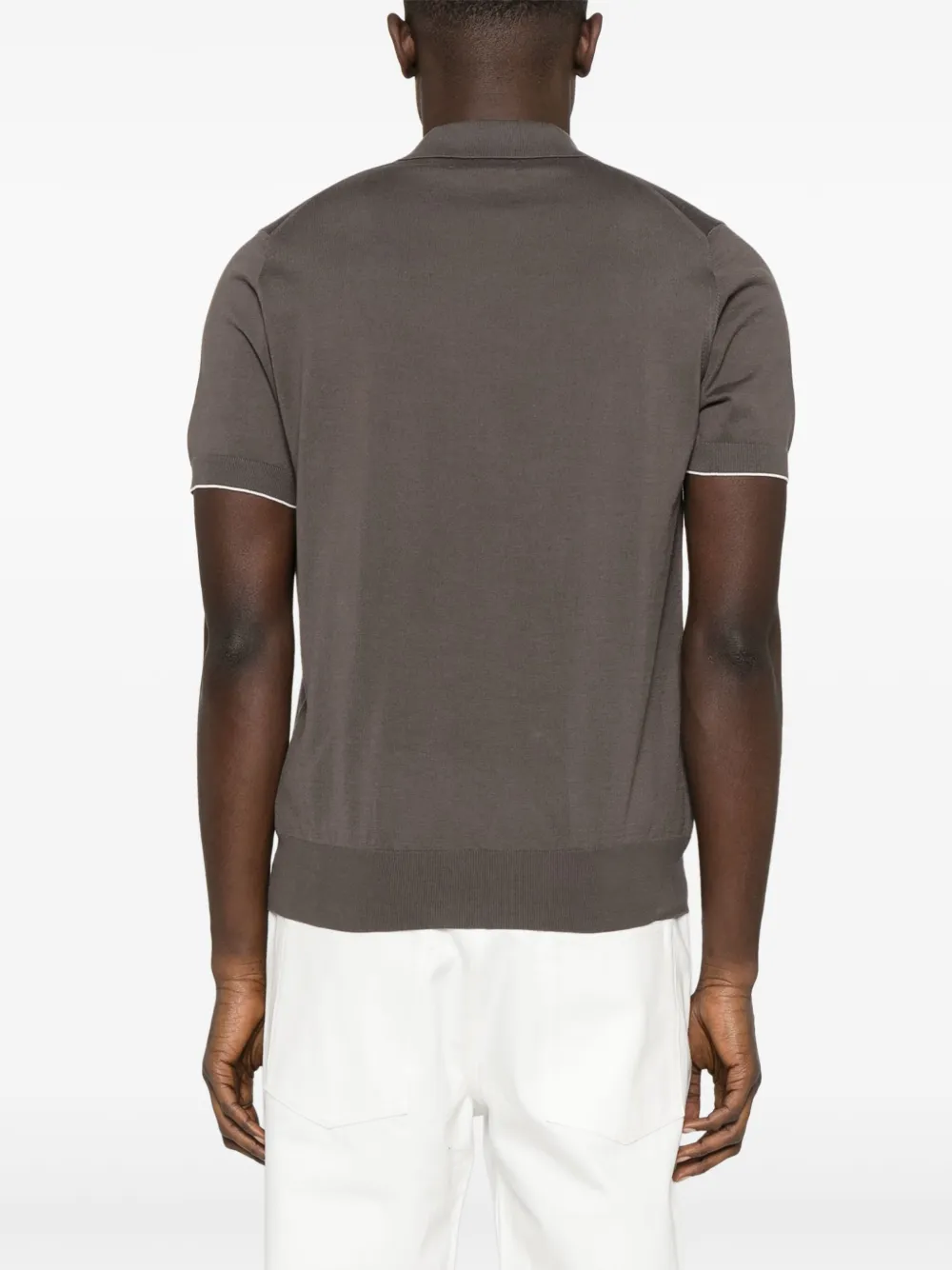Brunello Cucinelli Fijngebreid poloshirt Bruin