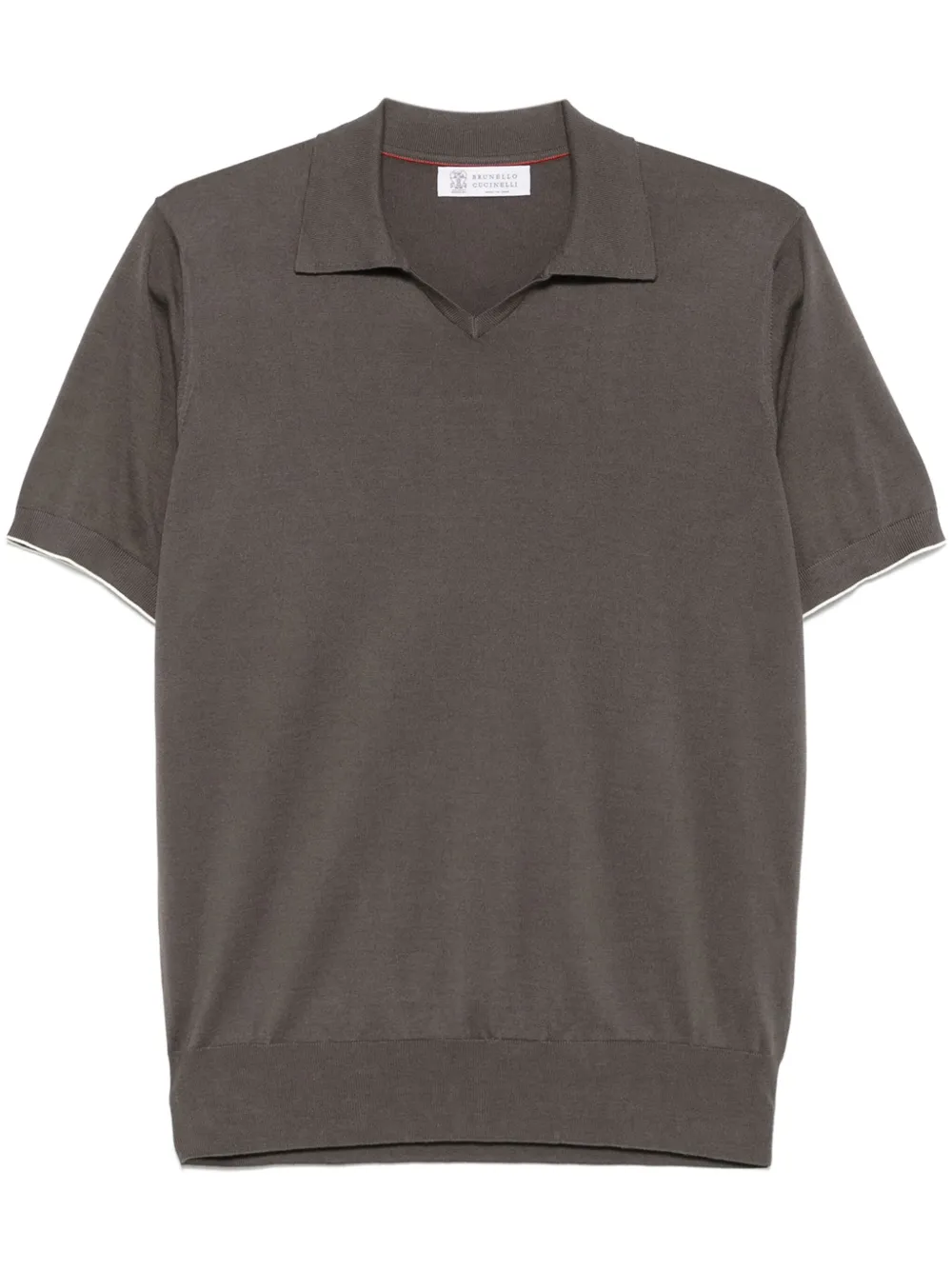 Brunello Cucinelli Fein gestricktes Poloshirt | Braun | Image 1