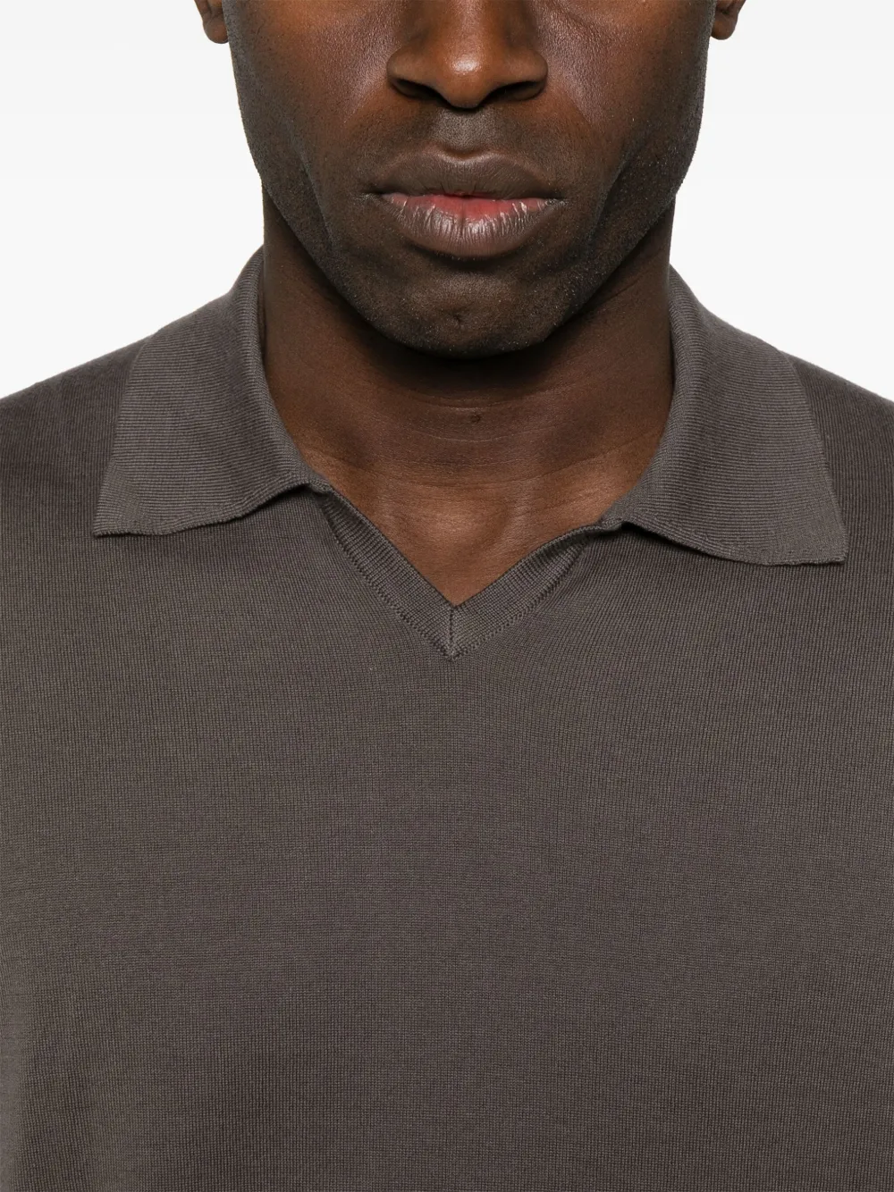 Brunello Cucinelli Fijngebreid poloshirt Bruin