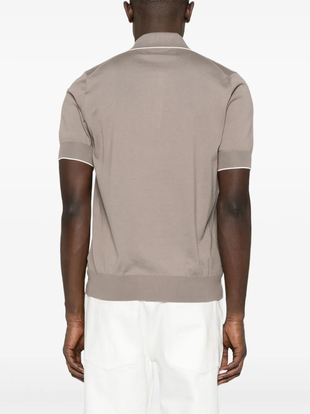 Brunello Cucinelli Fijngebreid poloshirt Bruin
