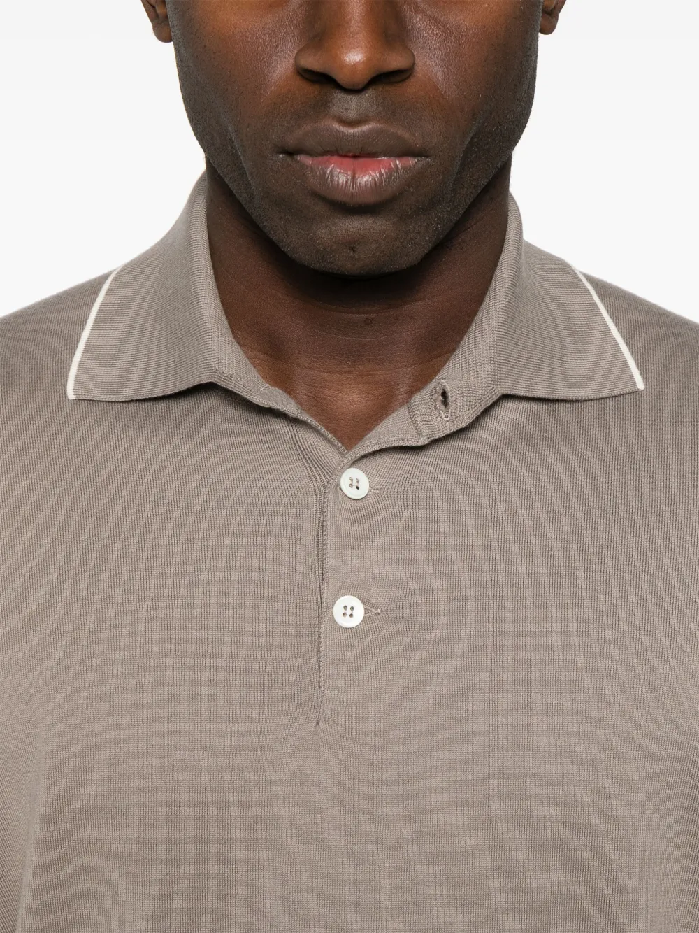 Brunello Cucinelli Fijngebreid poloshirt Bruin