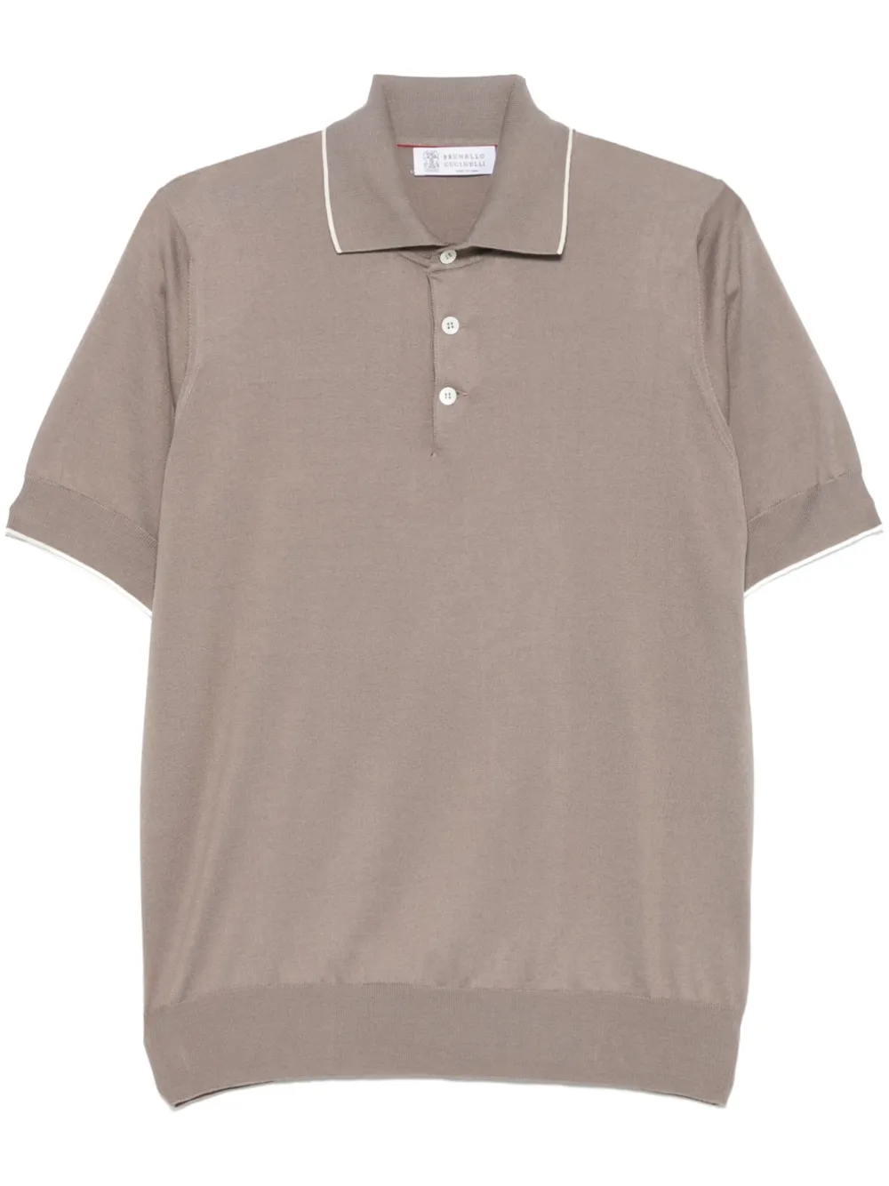 Brunello Cucinelli Fein gestricktes Poloshirt | Braun | Image 1