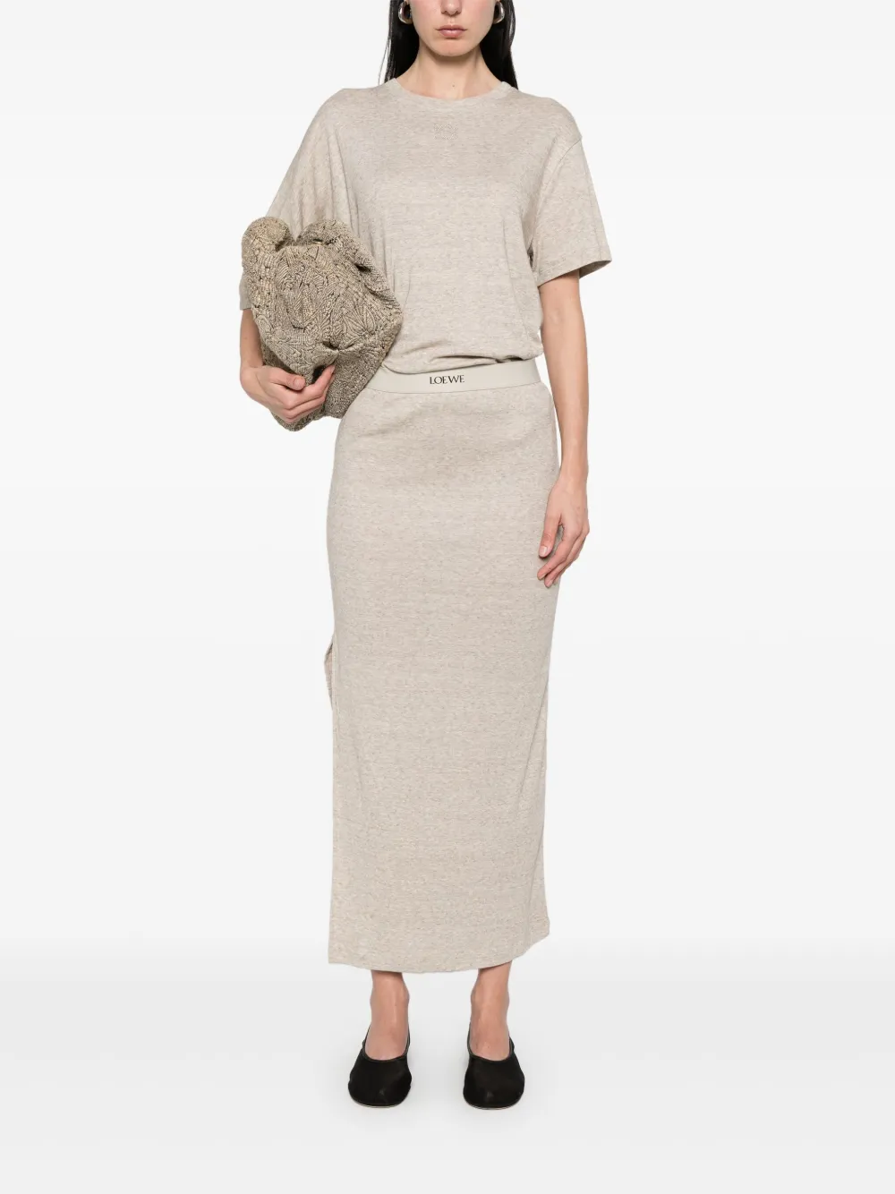 LOEWE Midi-rok met logoband - Beige