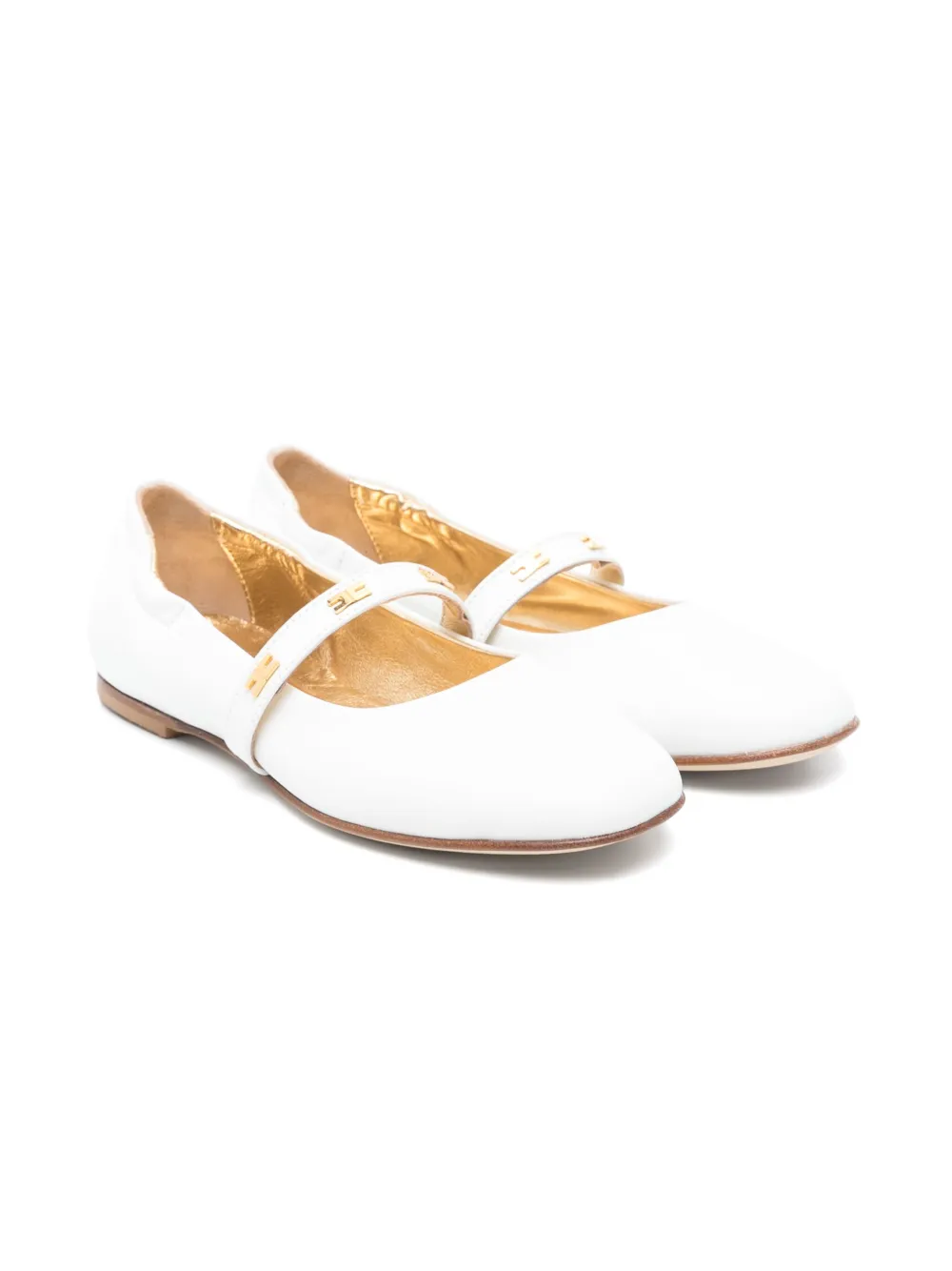 Elisabetta Franchi La Mia Bambina leather ballerinas White