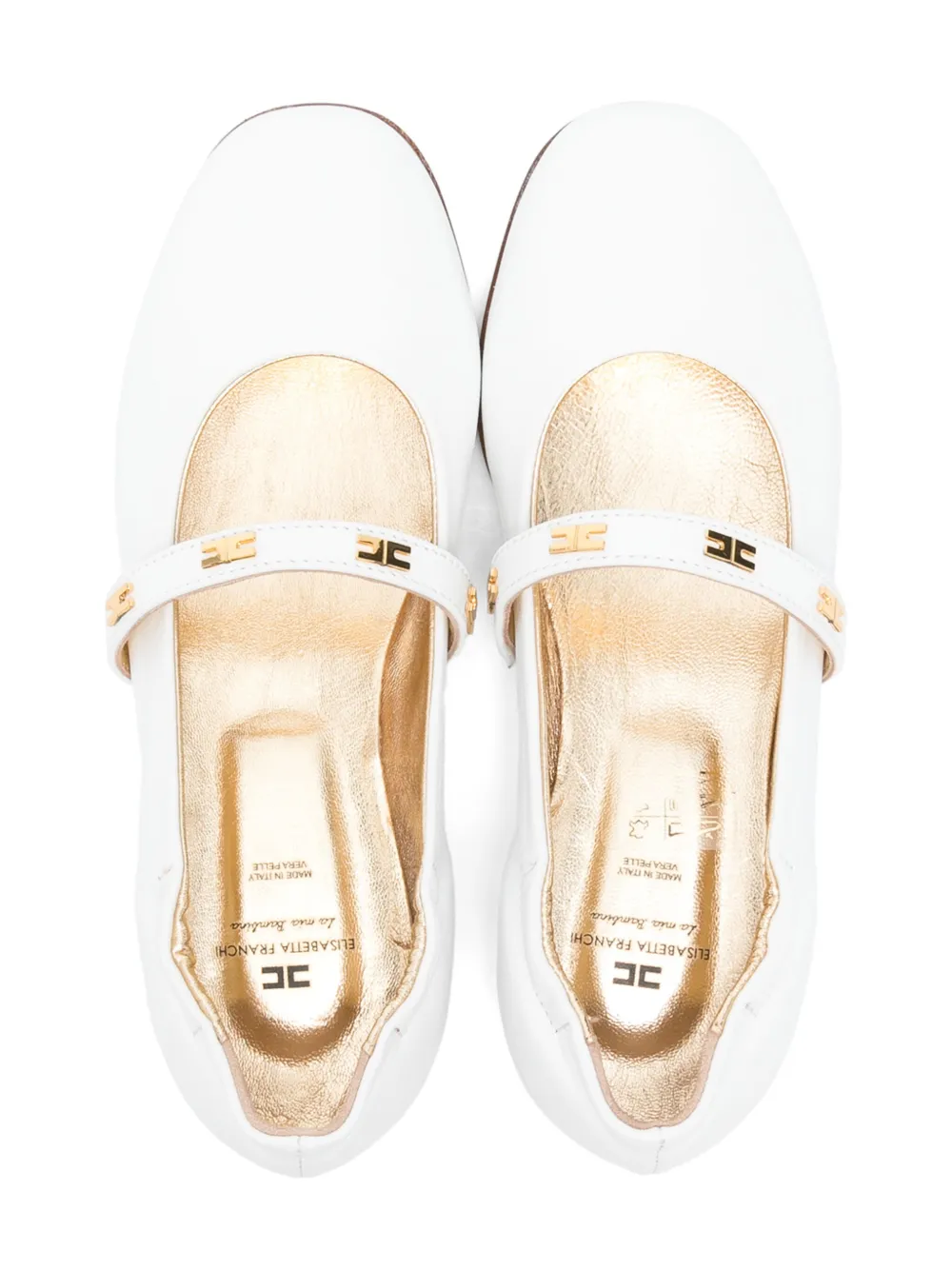 Elisabetta Franchi La Mia Bambina leather ballerinas White