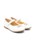 Elisabetta Franchi La Mia Bambina rhinestone-logo ballerinas - White