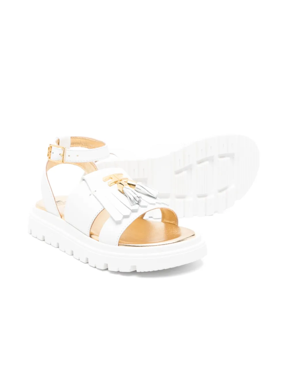 Elisabetta Franchi La Mia Bambina Sandalen met kwastjes Wit