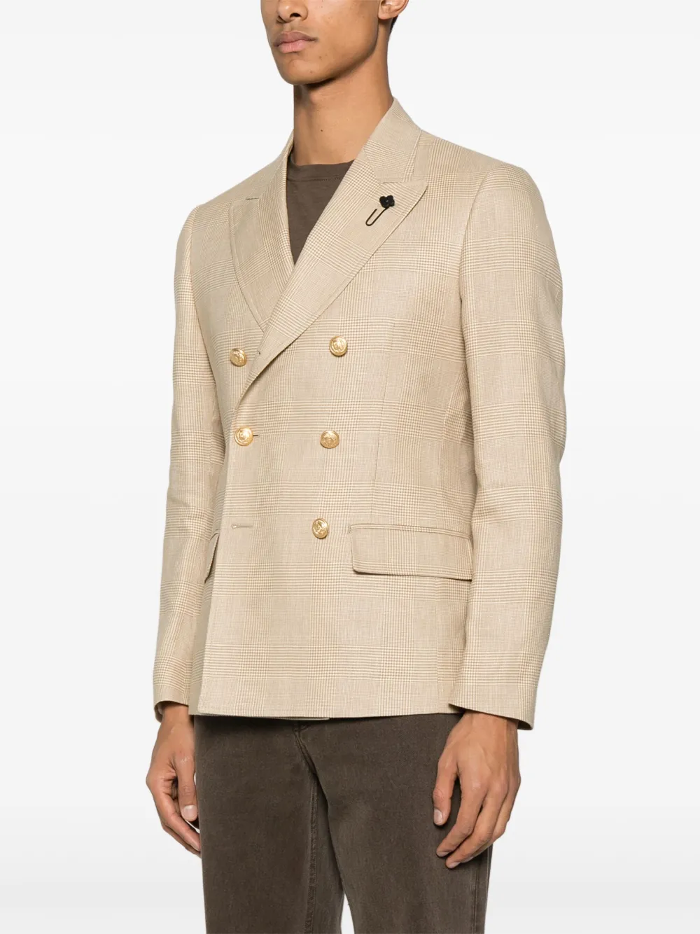 Lardini Blazer met Prince of Wales-patroon Beige