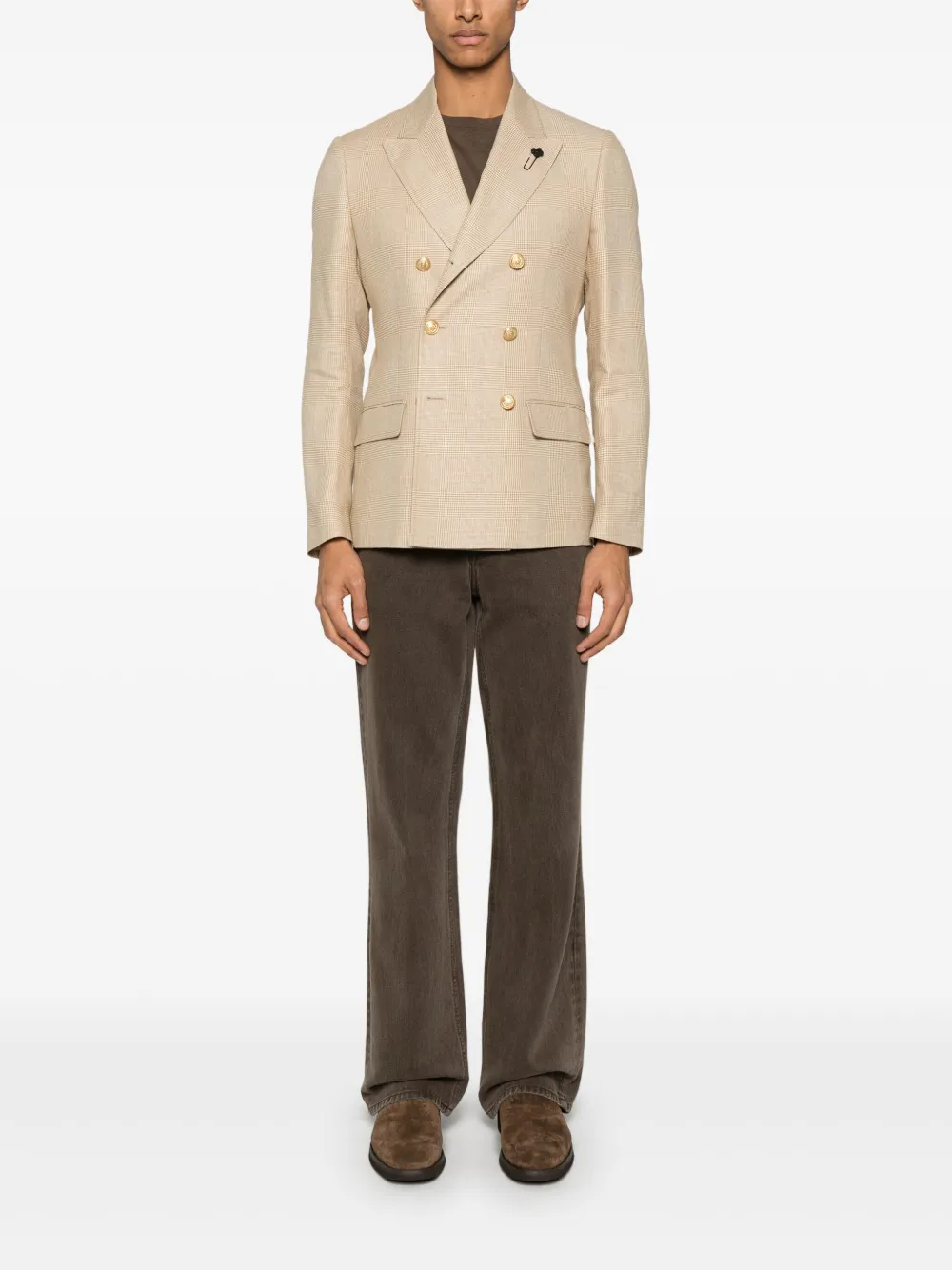 Lardini Blazer met Prince of Wales-patroon - Beige